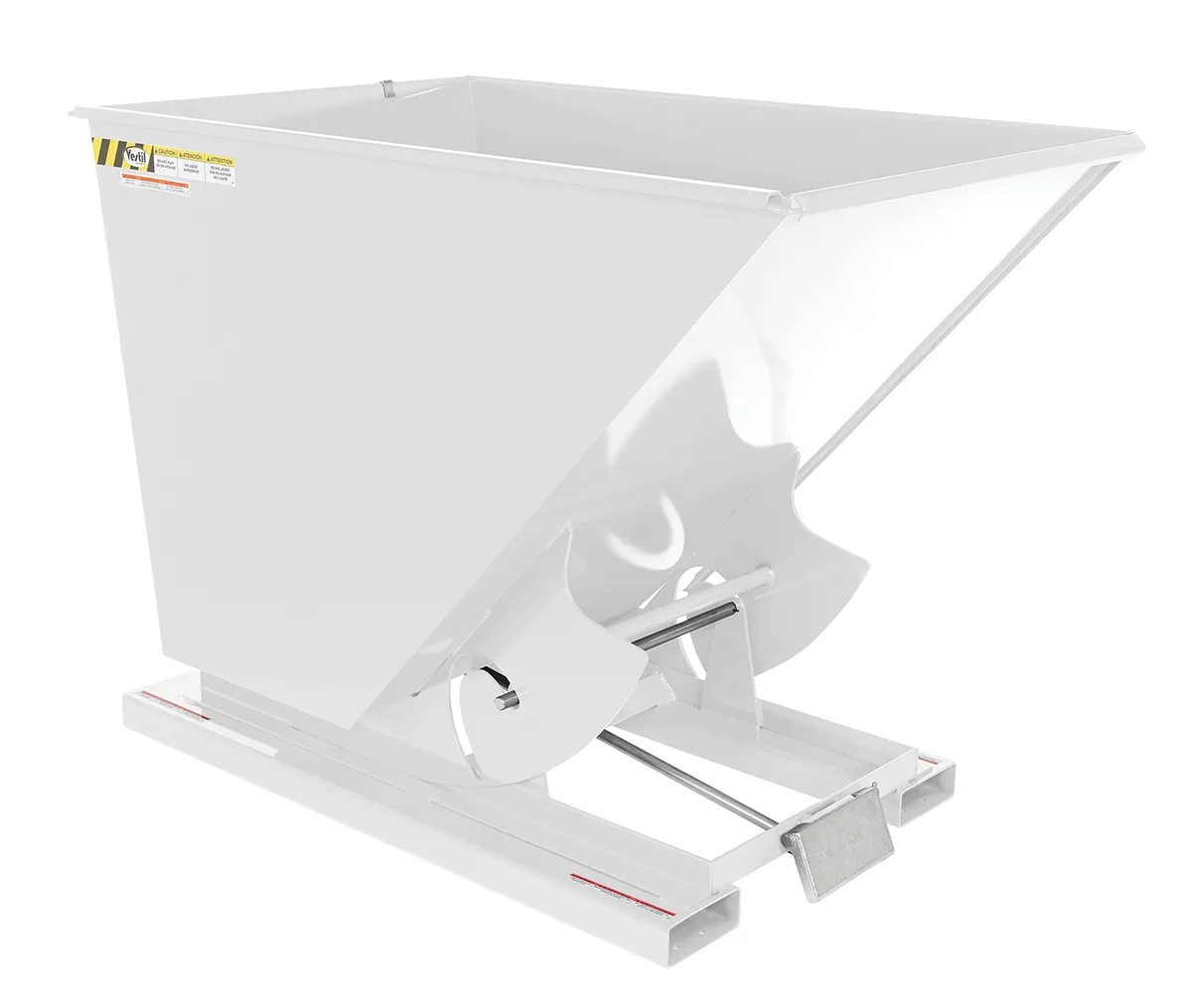 Vestil D-150-HD-WHT d style - self-dumping steel hoppers with bumper release