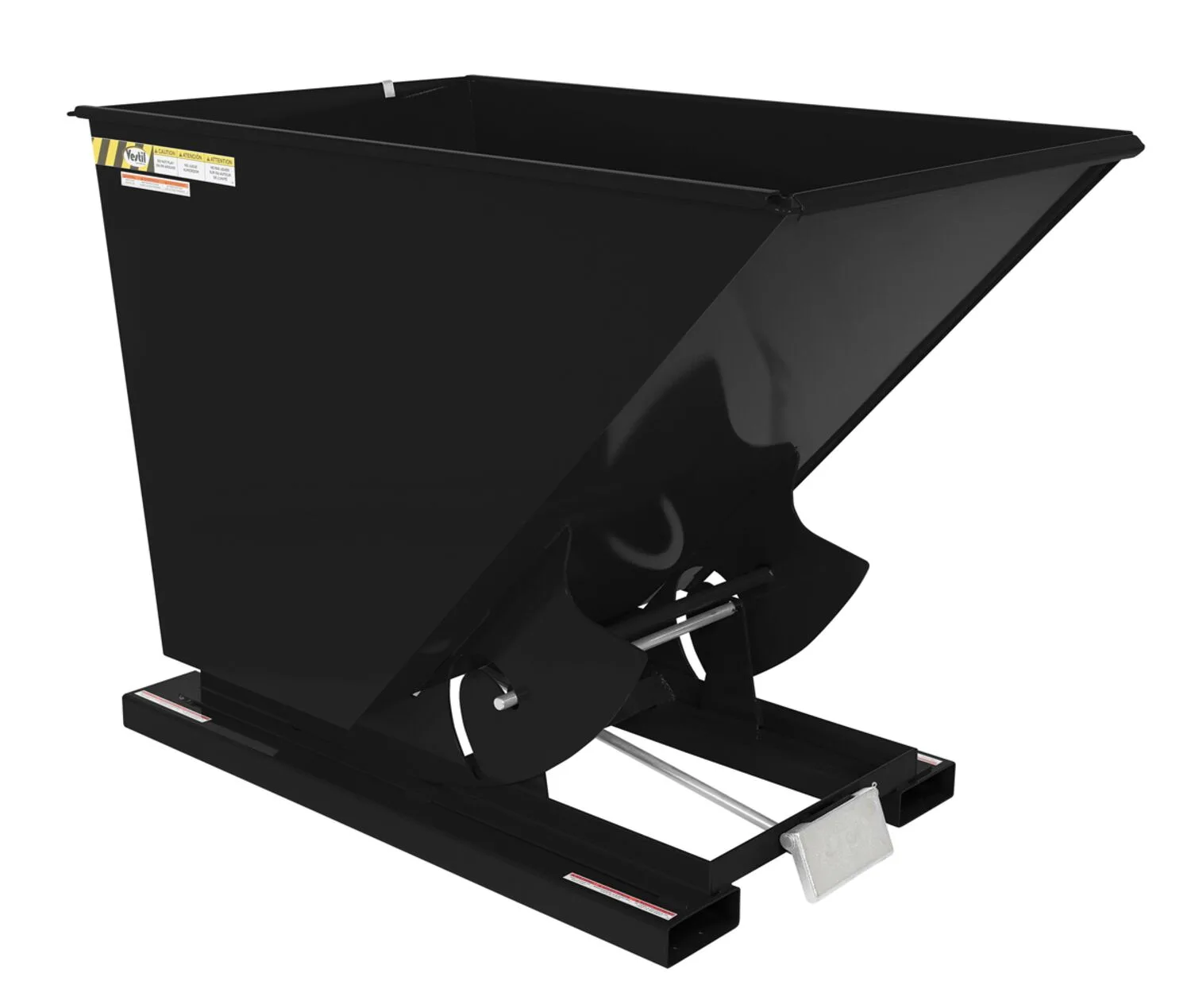 Vestil D-150-LD-BLK-SG d style - self-dumping steel hoppers with bumper release