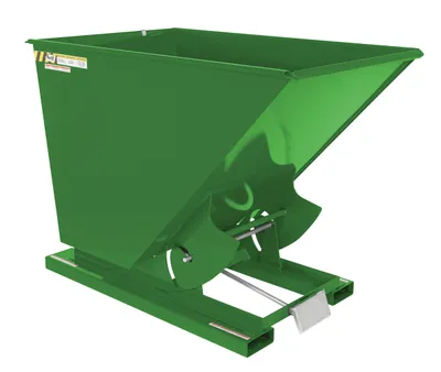 Vestil Steel Light Duty Self Dumping Hopper 1-1/2 Cubic Yard 2000 Lb. Capacity Green