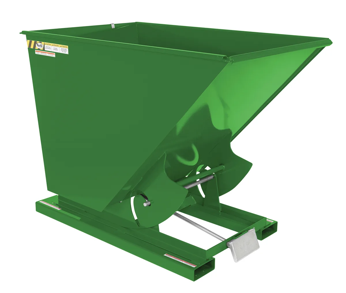 Vestil D-150-LD-GRN-T d style - self-dumping steel hoppers with bumper release