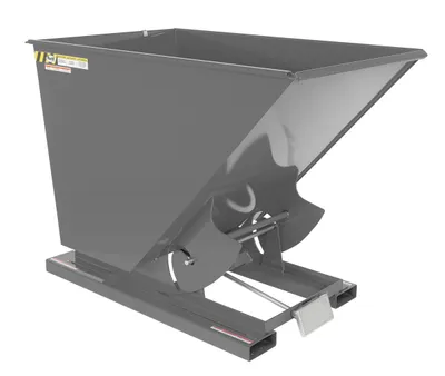 Vestil Steel Light Duty Self Dumping Hopper 1-1/2 Cubic Yard 2000 Lb. Capacity Battleship Gray