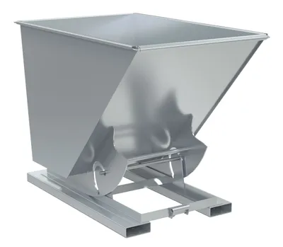 Vestil Steel Light Duty No Bump & Dump Hopper 1-1/2 Cubic Yard 2000 Lb. Capacity Silver