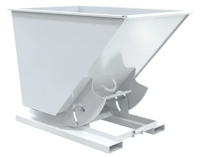 Vestil Steel Light Duty No Bump & Dump Hopper 1-1/2 Cubic Yard 2000 Lb. Capacity White
