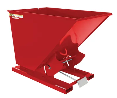 Vestil Steel Light Duty Self Dumping Hopper 1-1/2 Cubic Yard 2000 Lb. Capacity Soda Red