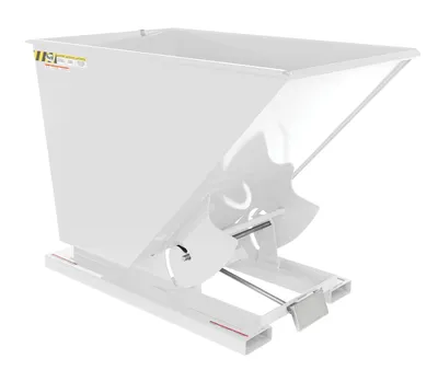 Vestil Steel Light Duty Self Dumping Hopper 1-1/2 Cubic Yard 2000 Lb. Capacity White