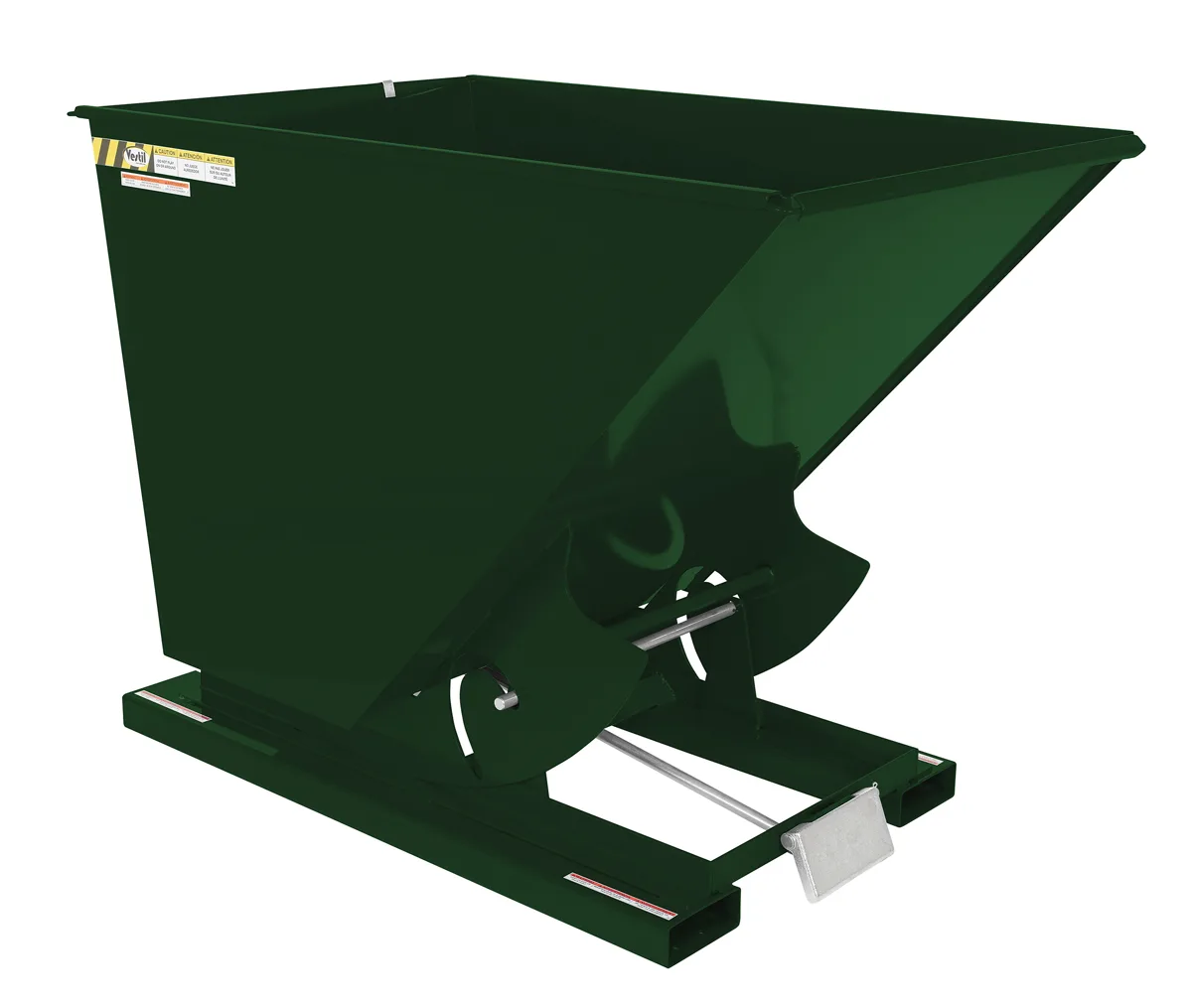 Vestil D-150-MD-GRN-H d style - self-dumping steel hoppers with bumper release