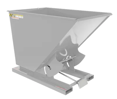 Vestil Steel Medium Duty Self Dumping Hopper 1-1/2 Cubic Yard 4000 Lb. Capacity Silver Lining