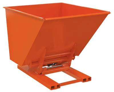 Vestil Steel Heavy Duty Hydraulic Dumping Hopper 2 Cubic Yard 6,000 Lb. Capacity Orange