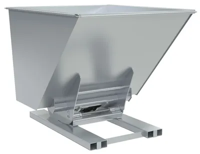 Vestil Steel Heavy Duty Hydraulic Dumping Hopper 2 Cubic Yard 6,000 Lb. Capacity Silver