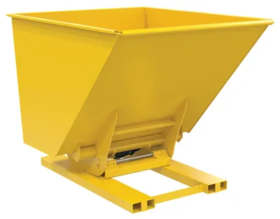 Vestil Steel Heavy Duty Hydraulic Dumping Hopper 2 Cubic Yard 6,000 Lb. Capacity Yellow