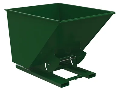 Vestil Steel Heavy Duty No Bump & Dump Hopper 2 Cubic Yard 6000 Lb. Capacity Hunter Green