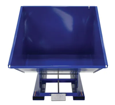 Vestil D-200-LD d style - self-dumping steel hoppers with bumper release shown from an alternate angle