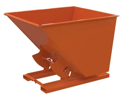 Vestil Steel Light Duty No Bump & Dump Hopper 2 Cubic Yard 2000 Lb. Capacity Orange