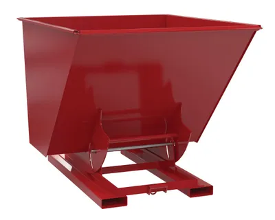 Vestil Steel Light Duty No Bump & Dump Hopper 2 Cubic Yard 2000 Lb. Capacity Soda Red