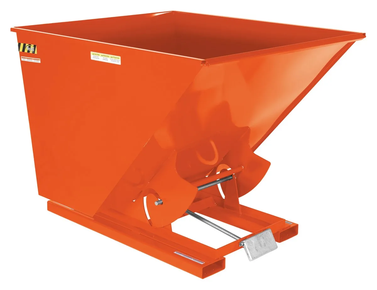 Vestil D-200-LD-ORG-C d style - self-dumping steel hoppers with bumper release