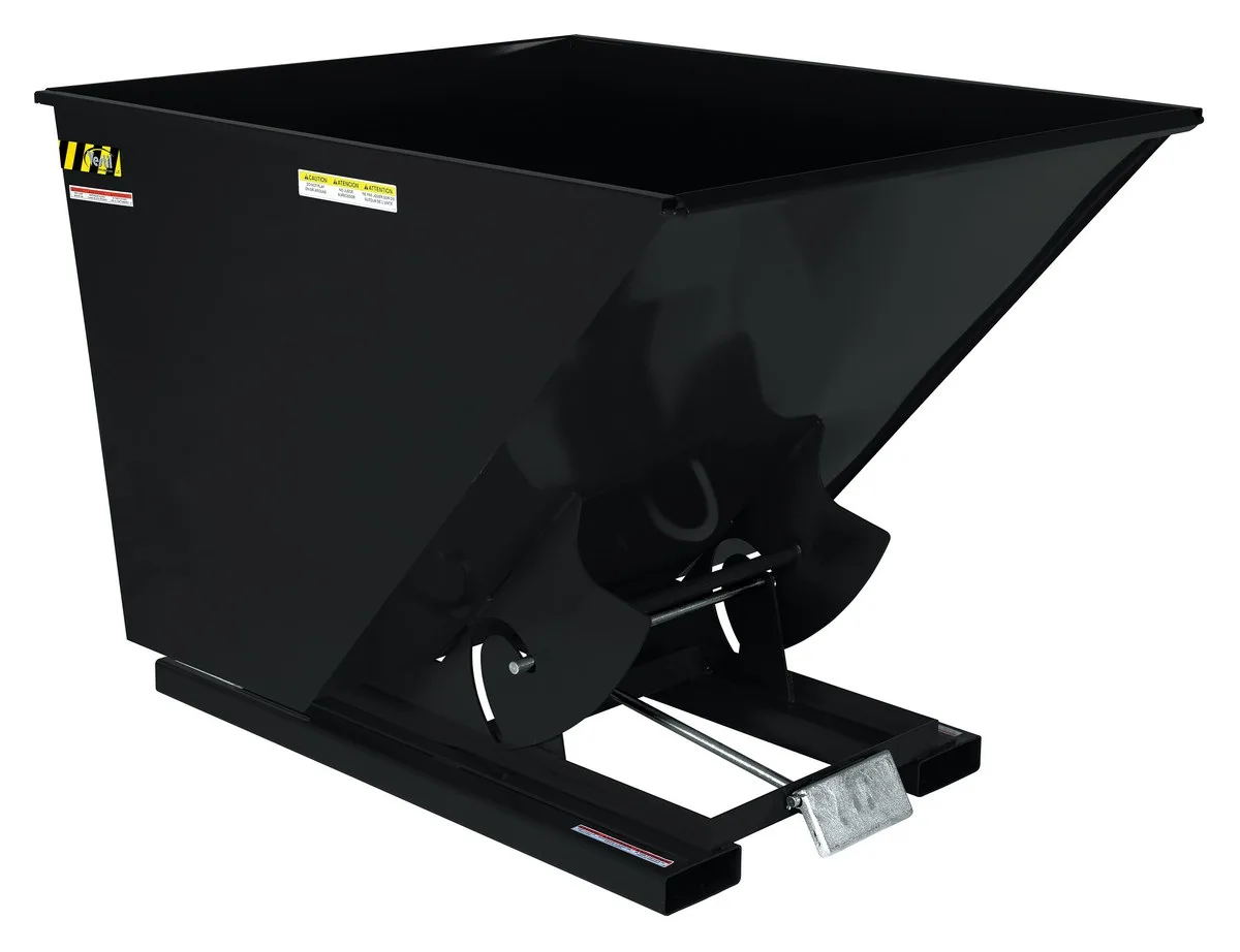 Vestil D-200-MD-BLK-SG d style - self-dumping steel hoppers with bumper release