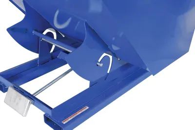 Vestil D-200-MD d style - self-dumping steel hoppers with bumper release shown from an alternate angle