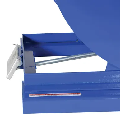 Vestil D-200-MD d style - self-dumping steel hoppers with bumper release shown from an alternate angle