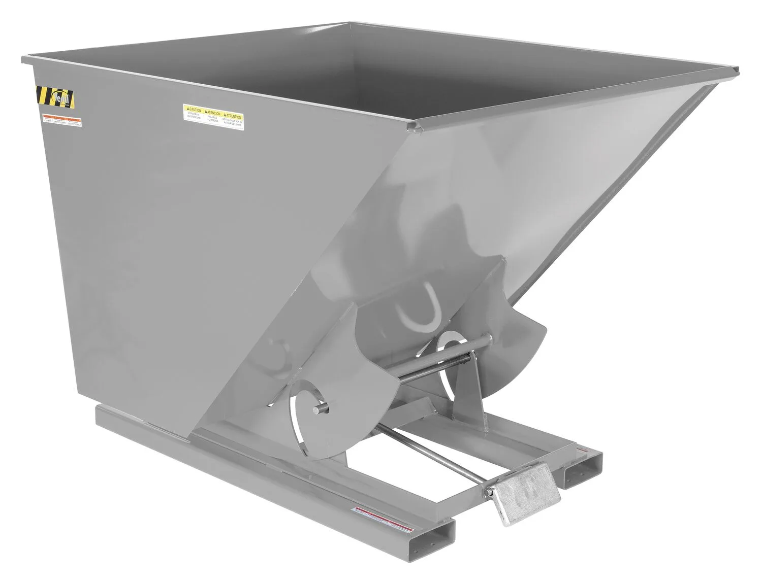 Vestil D-200-MD-GY-MG d style - self-dumping steel hoppers with bumper release