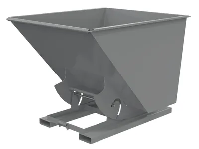 Vestil Steel Medium Duty No Bump & Dump Hopper 2 Cubic Yard 4000 Lb. Capacity Battleship Gray