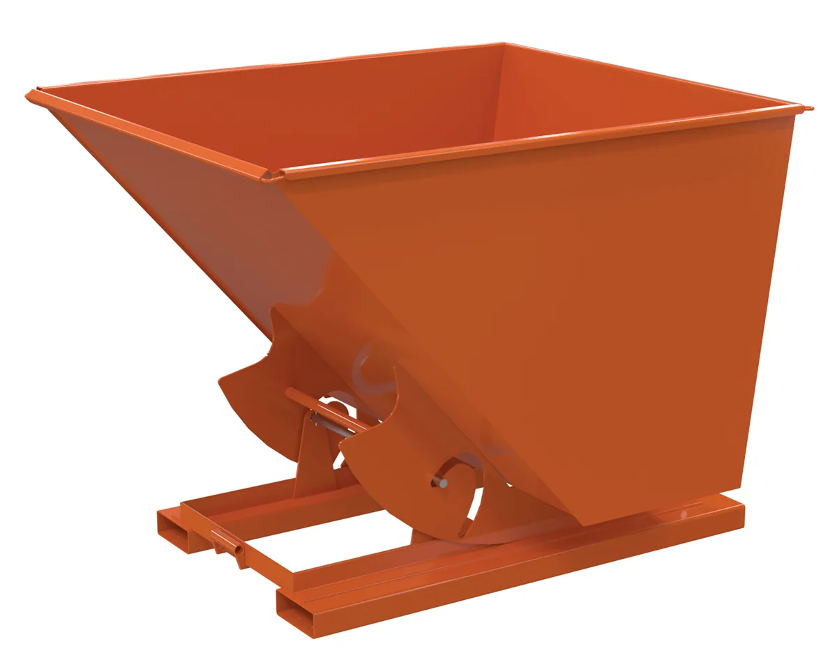 Vestil D-200-MD-NB-ORG-C d-style hoppers, no bump & dump