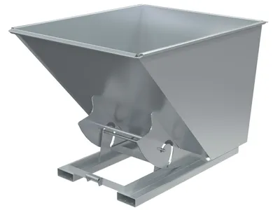 Vestil Steel Medium Duty No Bump & Dump Hopper 2 Cubic Yard 4000 Lb. Capacity Silver