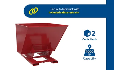 Vestil D-200-MD-NB-SR d-style hoppers, no bump & dump feature highlights