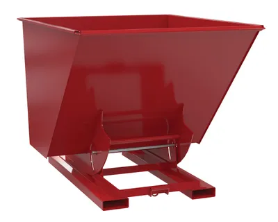 Vestil Steel Medium Duty No Bump & Dump Hopper 2 Cubic Yard 4000 Lb. Capacity Soda Red