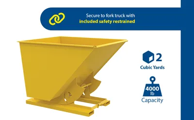 Vestil D-200-MD-NB-YEL d-style hoppers, no bump & dump feature highlights