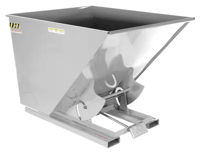 Vestil Steel Medium Duty Self Dumping Hopper 2 Cubic Yard 4000 Lb. Capacity Silver Lining