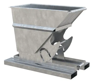 Vestil Steel Heavy Duty No Bump & Dump Hopper 1/4 Cubic Yard 6000 Lb. Capacity Galvanized