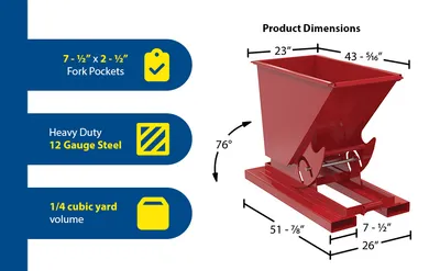 Vestil D-25-HD-NB-SR d-style hoppers, no bump & dump feature highlights