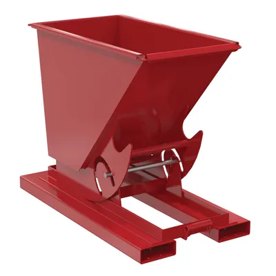 Vestil Steel Heavy Duty No Bump & Dump Hopper 1/4 Cubic Yard 6000 Lb. Capacity Soda Red