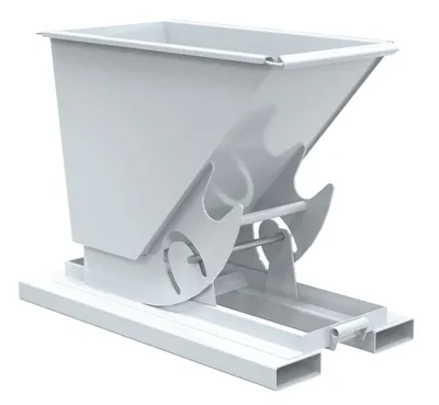 Vestil Steel Heavy Duty No Bump & Dump Hopper 1/4 Cubic Yard 6000 Lb. Capacity White