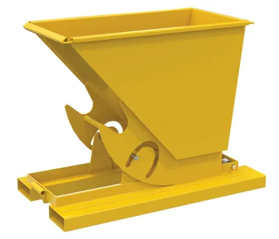 Vestil Steel Heavy Duty No Bump & Dump Hopper 1/4 Cubic Yard 6000 Lb. Capacity Yellow