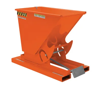 Vestil Steel Heavy Duty Self Dumping Hopper 1/4 Cubic Yard 6000 Lb. Capacity Orange