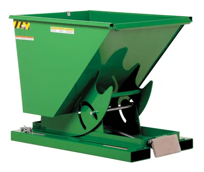 Vestil Steel Light Duty Self Dumping Hopper 1/4 Cubic Yard 2000 Lb. Capacity Green
