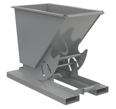 Vestil Steel Medium Duty No Bump & Dump Hopper 1/4 Cubic Yard 4000 Lb. Capacity Battleship Gray