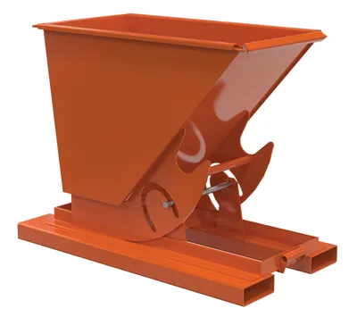 Vestil Steel Medium Duty No Bump & Dump Hopper 1/4 Cubic Yard 4000 Lb. Capacity Orange