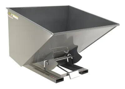 Vestil Steel Heavy Duty Self Dumping Hopper 2-1/2 Cubic Yard 6000 Lb. Capacity Battleship Gray