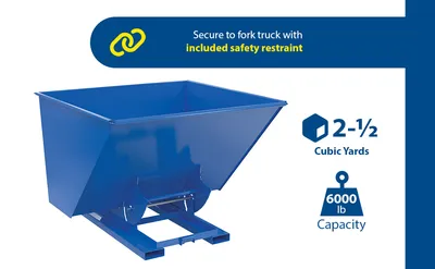 Vestil D-250-HD-NB d-style hoppers, no bump & dump feature highlights