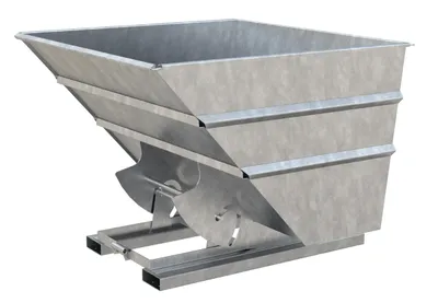Vestil Steel Heavy Duty No Bump & Dump Hopper 2-1/2 Cubic Yard 6000 Lb. Capacity Galvanized