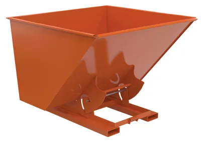Vestil Steel Heavy Duty No Bump & Dump Hopper 2-1/2 Cubic Yard 6000 Lb. Capacity Orange