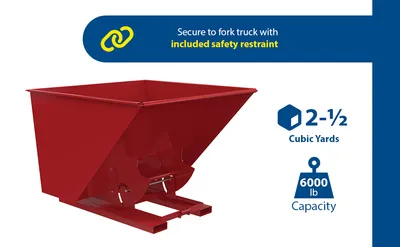 Vestil D-250-HD-NB-SR d-style hoppers, no bump & dump feature highlights