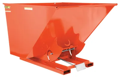 Vestil Steel Heavy Duty Self Dumping Hopper 2-1/2 Cubic Yard 6000 Lb. Capacity Orange