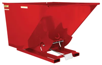 Vestil Steel Heavy Duty Self Dumping Hopper 2-1/2 Cubic Yard 6000 Lb. Capacity Red