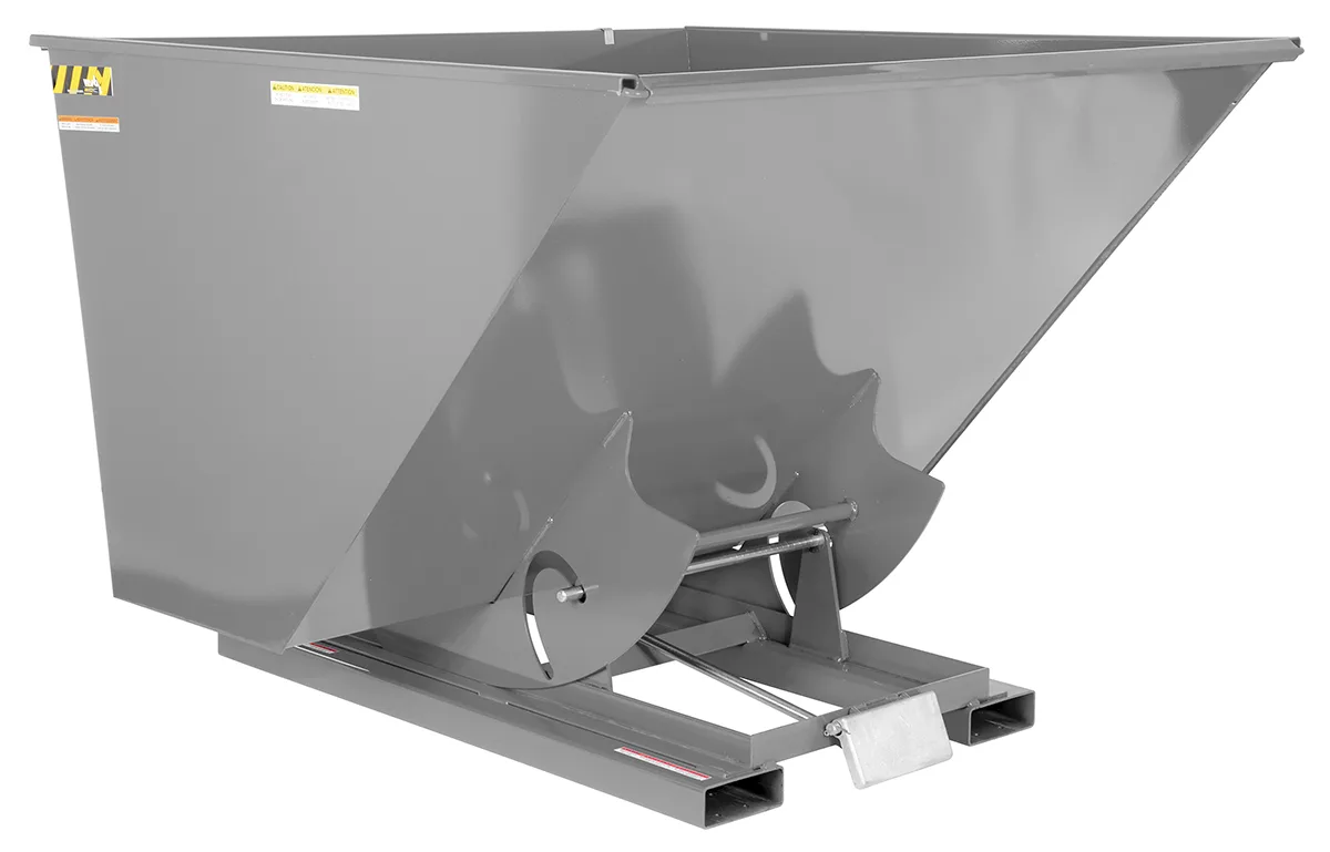Vestil D-250-LD-GY-MG d style - self-dumping steel hoppers with bumper release