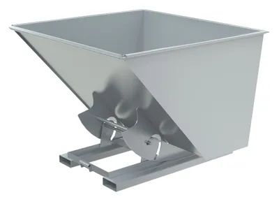 Vestil Steel Light Duty No Bump & Dump Hopper 2-1/2 Cubic Yard 2000 Lb. Capacity Silver