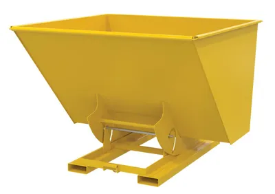 Vestil Steel Light Duty No Bump & Dump Hopper 2-1/2 Cubic Yard 2000 Lb. Capacity Yellow