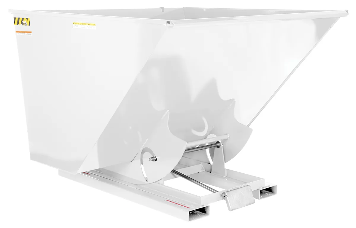 Vestil D-250-LD-WHT d style - self-dumping steel hoppers with bumper release